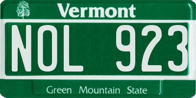 VT license plate NOL923