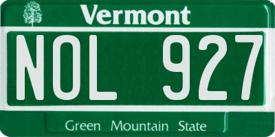 VT license plate NOL927