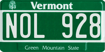 VT license plate NOL928