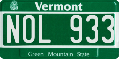 VT license plate NOL933