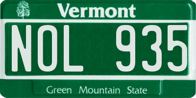VT license plate NOL935