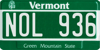 VT license plate NOL936