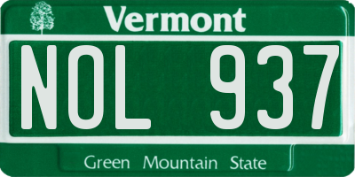 VT license plate NOL937