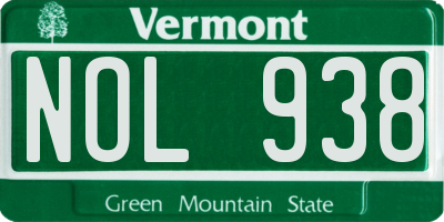 VT license plate NOL938