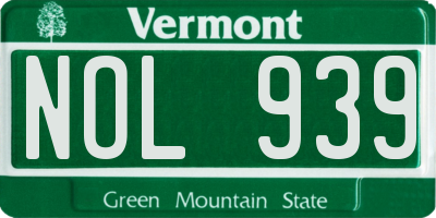 VT license plate NOL939