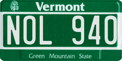 VT license plate NOL940