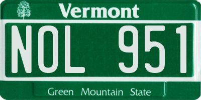 VT license plate NOL951