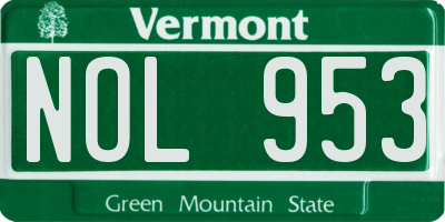 VT license plate NOL953