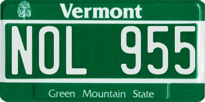 VT license plate NOL955