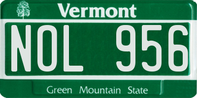 VT license plate NOL956