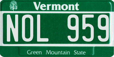 VT license plate NOL959