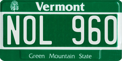VT license plate NOL960
