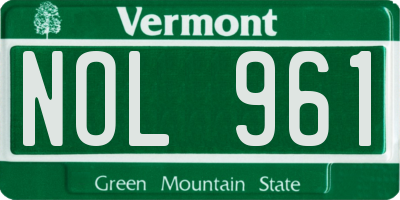 VT license plate NOL961