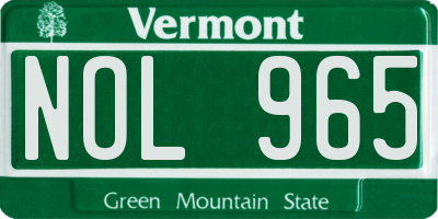 VT license plate NOL965