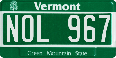 VT license plate NOL967