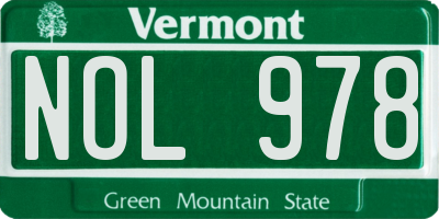 VT license plate NOL978