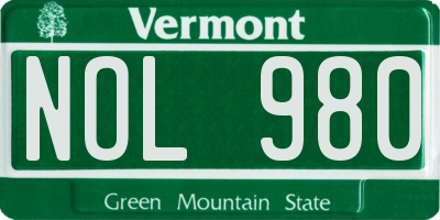 VT license plate NOL980