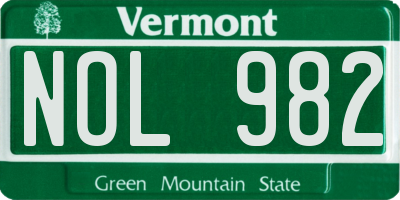 VT license plate NOL982