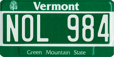 VT license plate NOL984