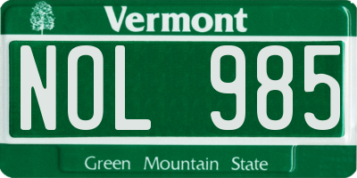 VT license plate NOL985