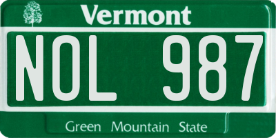 VT license plate NOL987