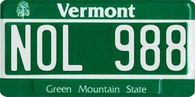 VT license plate NOL988