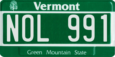 VT license plate NOL991
