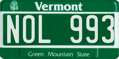 VT license plate NOL993