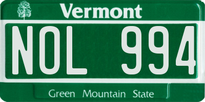 VT license plate NOL994