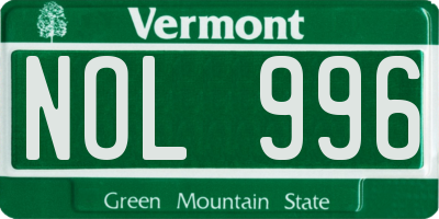 VT license plate NOL996