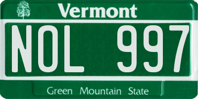 VT license plate NOL997