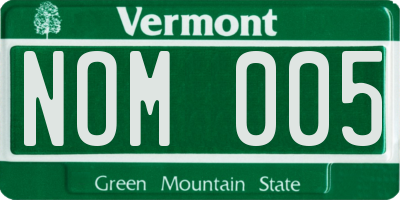 VT license plate NOM005