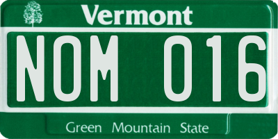 VT license plate NOM016