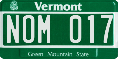 VT license plate NOM017