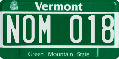 VT license plate NOM018