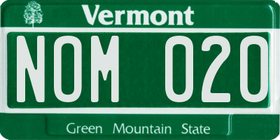 VT license plate NOM020