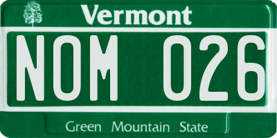 VT license plate NOM026