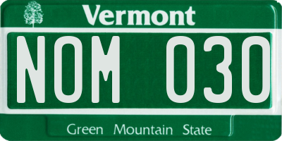 VT license plate NOM030