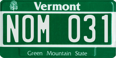 VT license plate NOM031