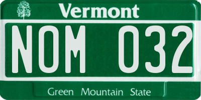 VT license plate NOM032