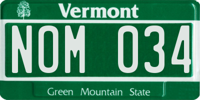 VT license plate NOM034
