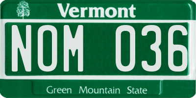 VT license plate NOM036