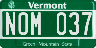 VT license plate NOM037
