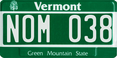 VT license plate NOM038