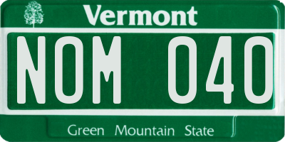 VT license plate NOM040