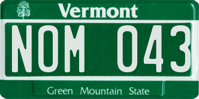VT license plate NOM043
