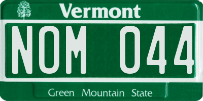 VT license plate NOM044