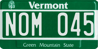VT license plate NOM045