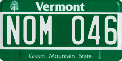 VT license plate NOM046