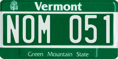VT license plate NOM051
